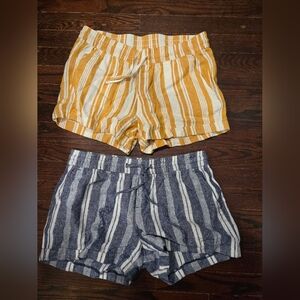 Old Navy High Waist Striped Shorts - Mustard and Navy